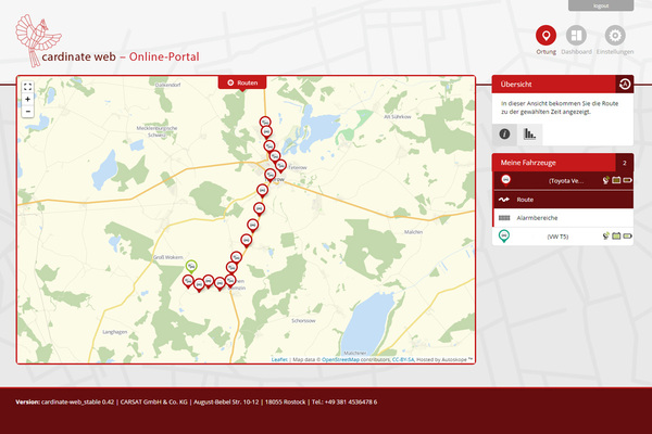 cardinate web - Routenverfolgung